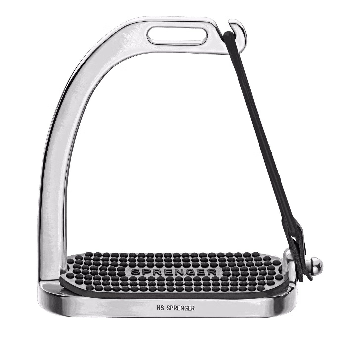 Peacock Stirrups with rubber ring - Stainless steel, size 120 mm with white rubber pad
