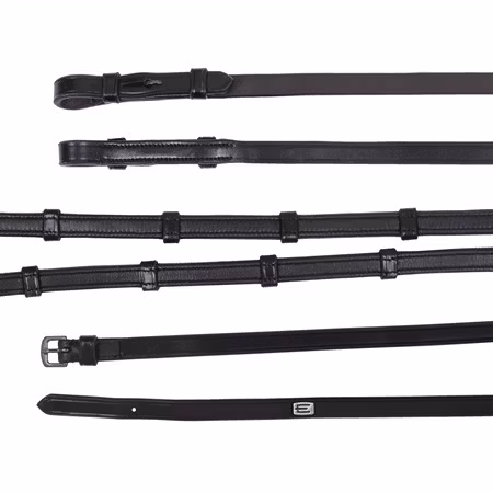 EQ Lädertygel dressyr med stoppar, silver E