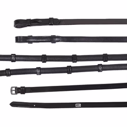 EQ Lädertygel dressyr med stoppar, silver E