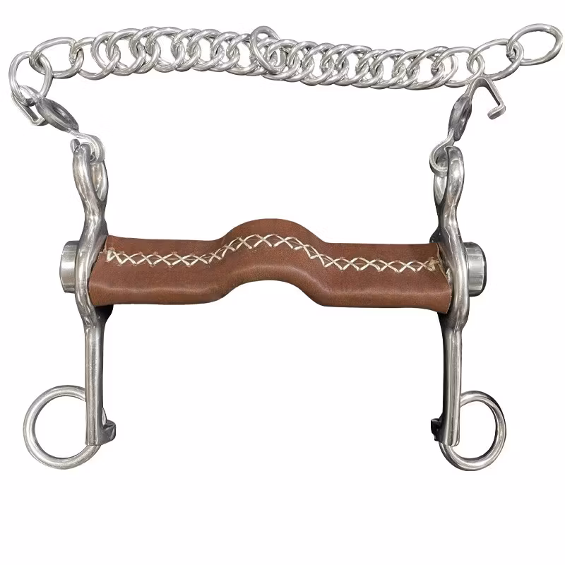 JumpIn Small cheek flat reclining Pelham bit leather covered Sam Marsh