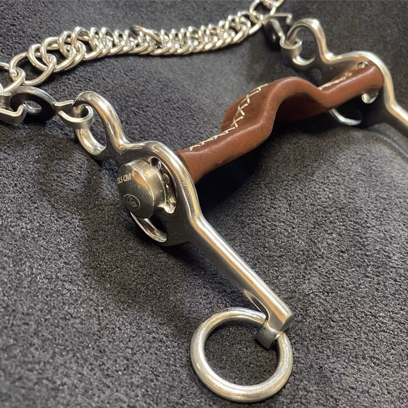 JumpIn Small cheek flat reclining Pelham bit leather covered Sam Marsh