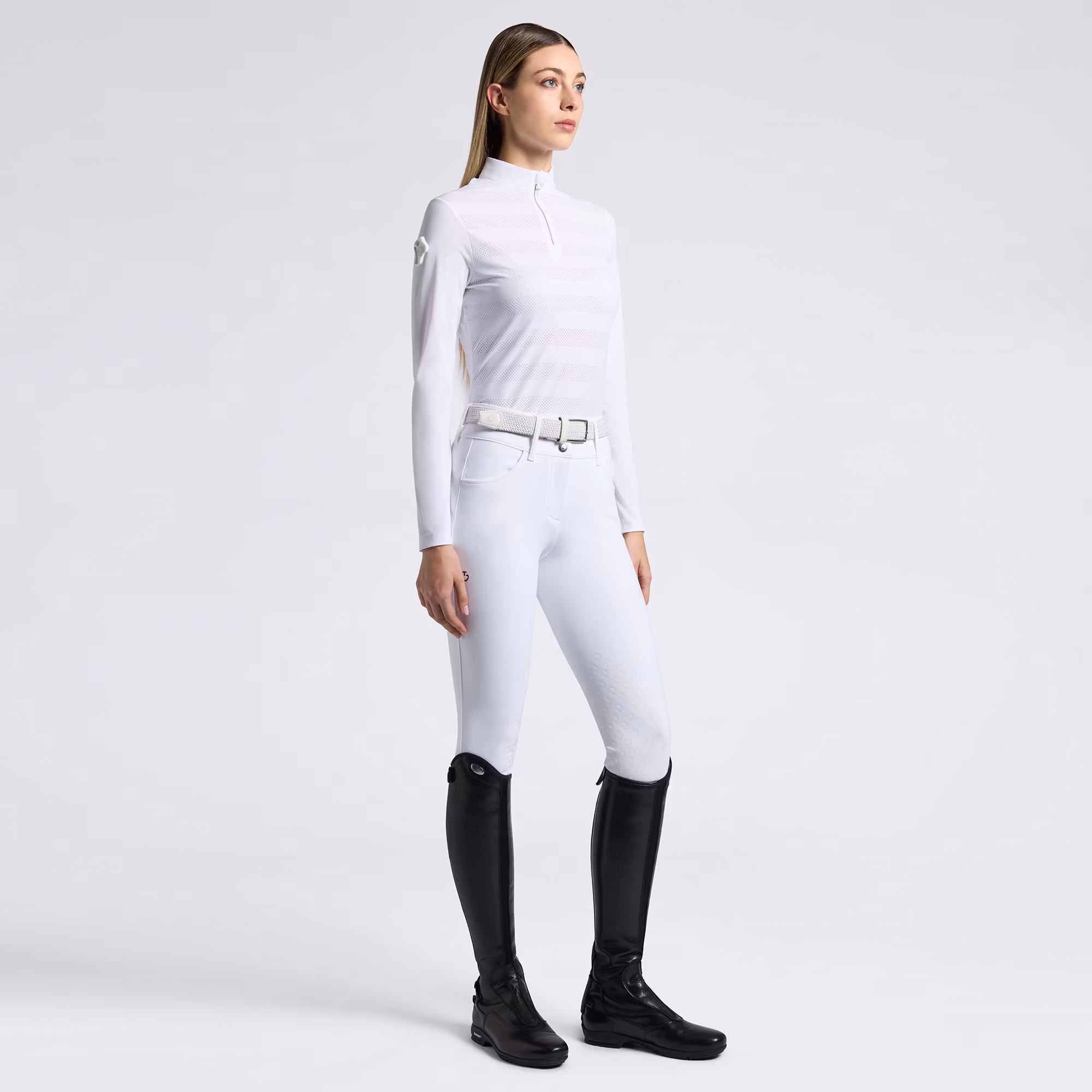 Cavalleria Toscana Perforated Jersey L/S traning Polo