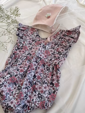 Bohemian romper sett med babyblue (3-4 mnd)