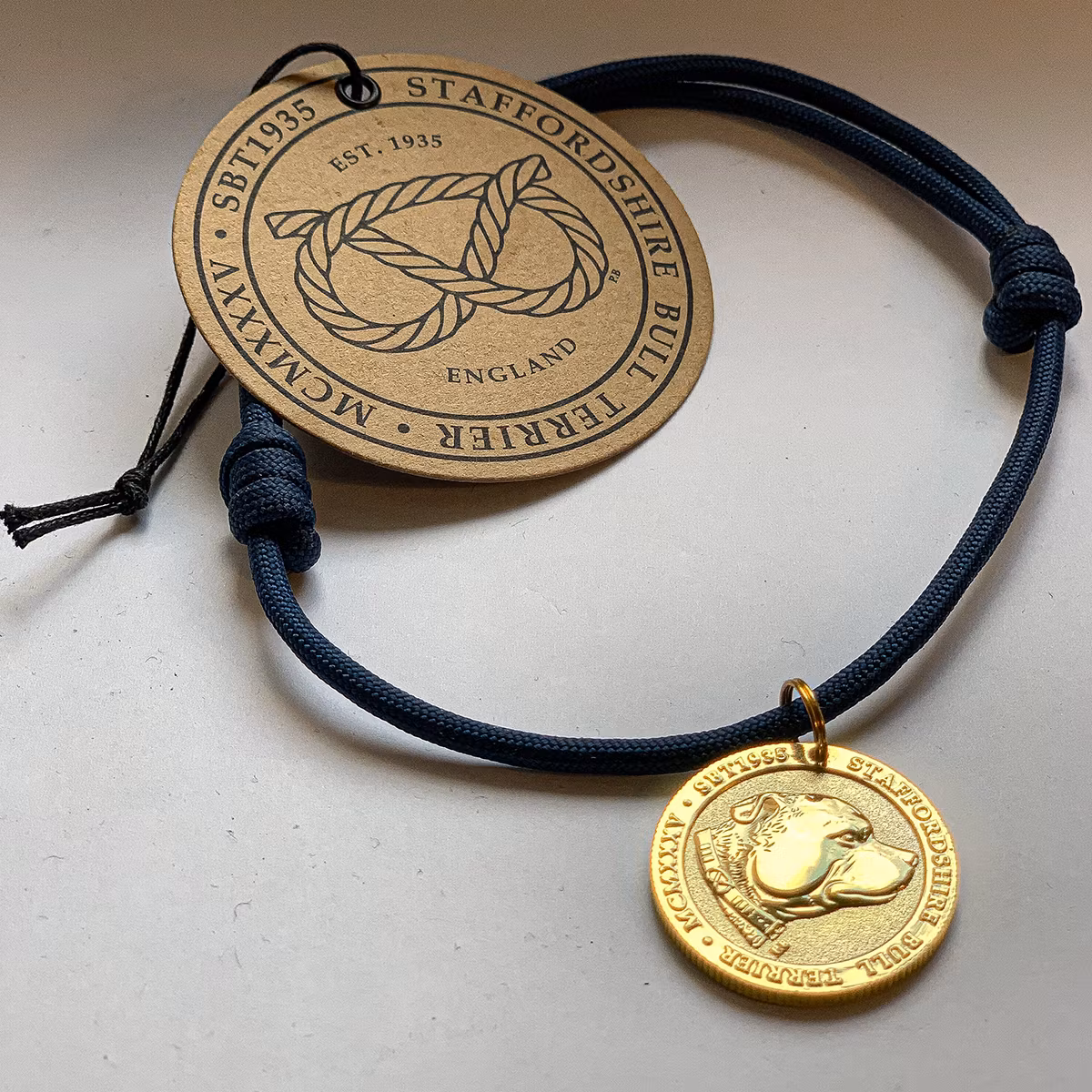 Paracord Collar & Nametag - Navy Blue - Staffordshire Bull Terrier 1935