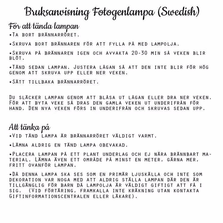Strömshaga Fotogenlampa Etsad Rand