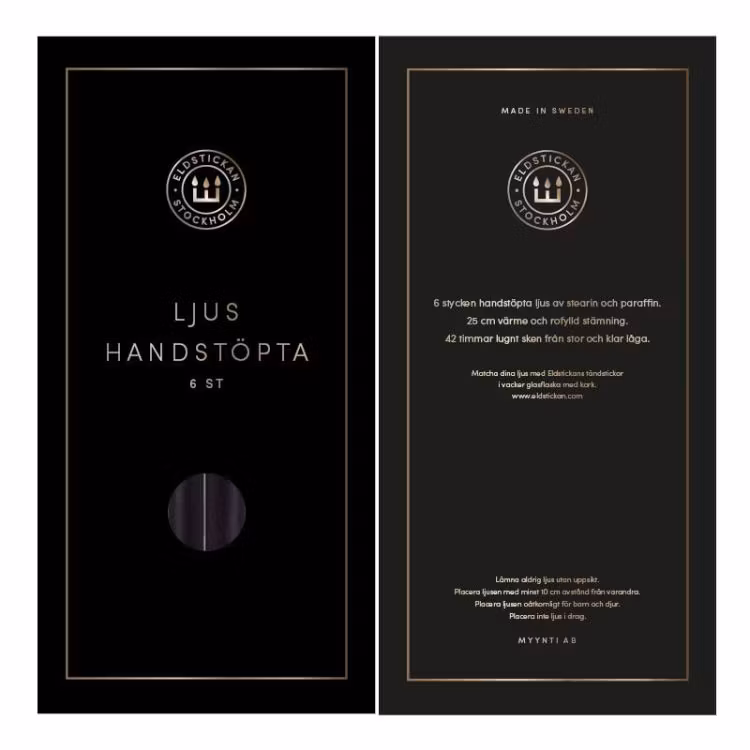 Eldstickan handstöpta ljus svart
