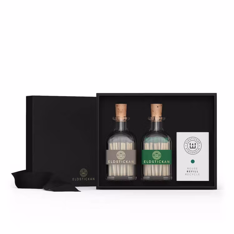 Eldstickan Presentbox tändstickor grå+grön