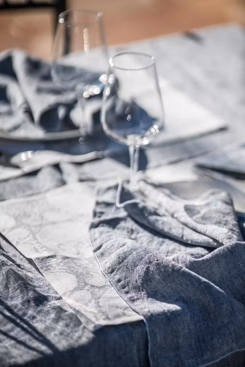 Chamois Chambray Linen duk navy