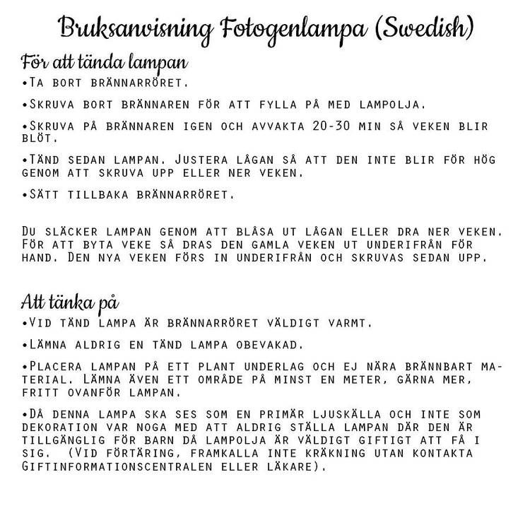 Strömshaga Linné fotogenlampa stor