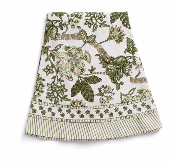 Chamois Floral Print rund duk Olive