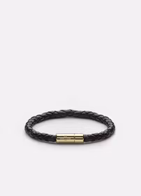 Skultuna Leather Bracelet Gold Black