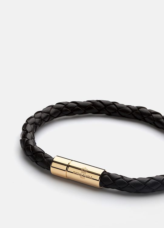 Skultuna Leather Bracelet Gold Black
