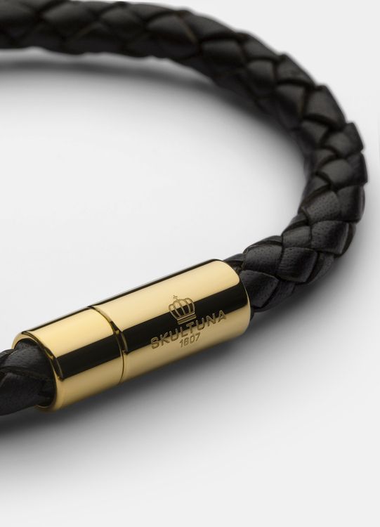 Skultuna Leather Bracelet Gold Black