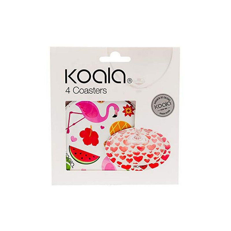 KOALA Glasunderlägg 4-pack flamingos
