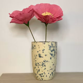 Vas / behållare köksredskap VANILJ med blå stänk