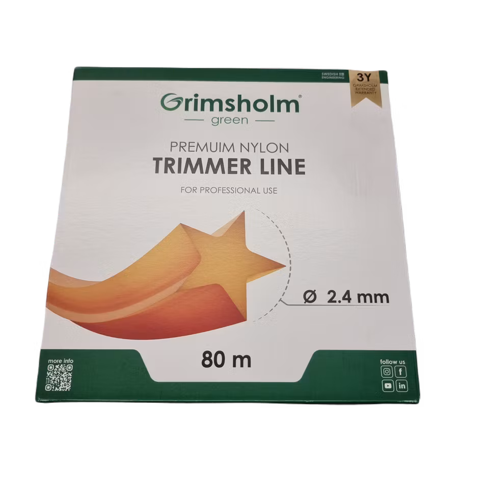 Trimmertråd stjärna, orange, 2,4 mm, 80 m