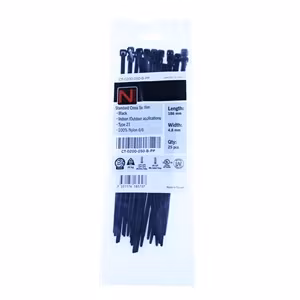 BUNTBAND, SVART, 186x4,8mm, MAX=50mm, 100-pack
