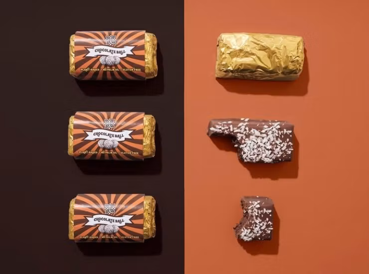 HEL LÅDA (10 stycken) Vegan Delights - Chocolate Ball Bar, 50g