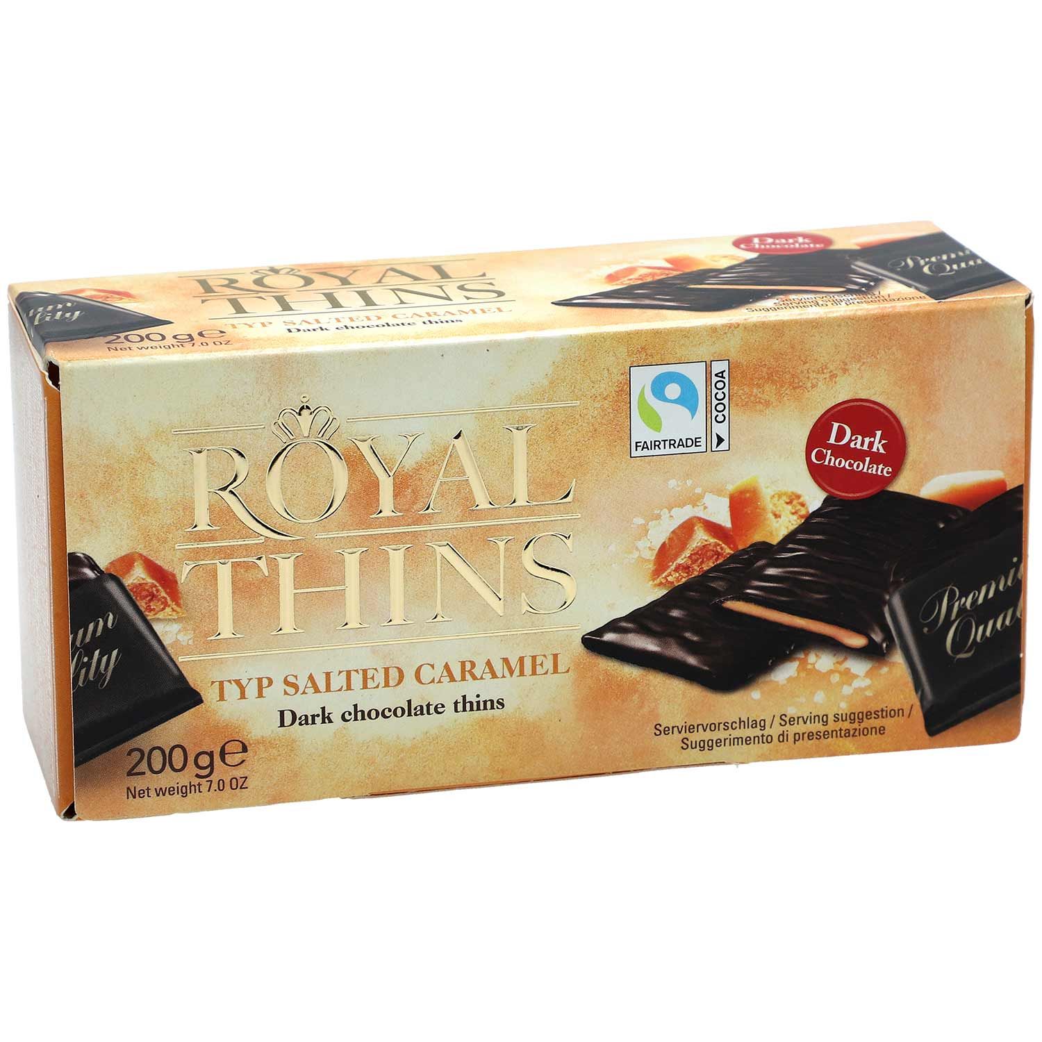 Royal Thins - Salted Caramel - Karamellfyllda Chokladplattor, 200g