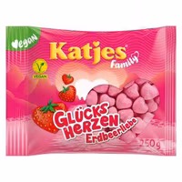 Katjes - Glücksherzen Erdbeerliebe/Jordgubbshjärtan - skumgodis, 250g