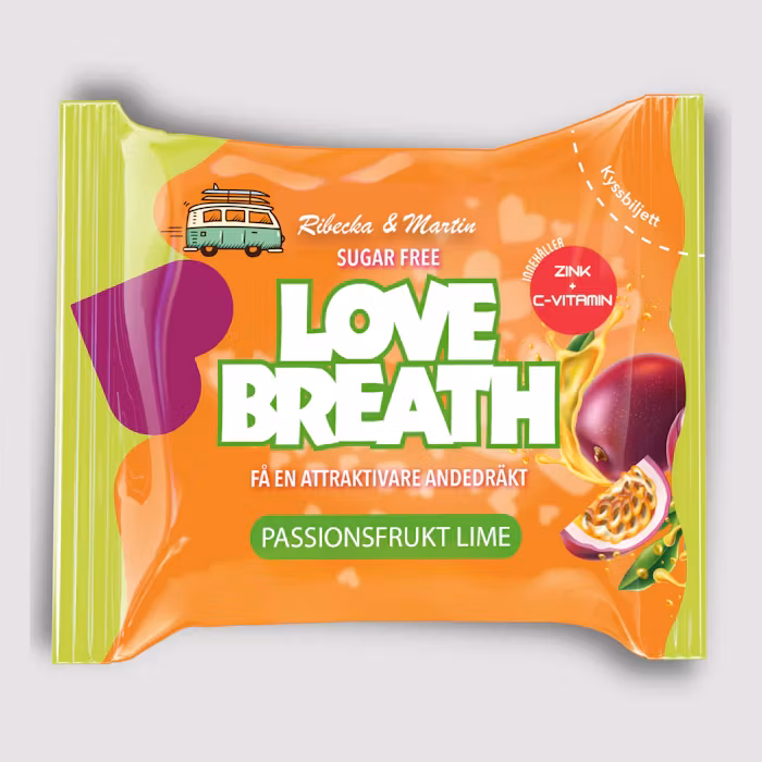 Pastillfabriken - Love Breath - Passionsfrukt- & Limepastiller, påse, 25g