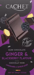 Cachet - Ginger & Blackberry Dark Chocolate/Chokladkaka Ingefära & Björnbär, 100g