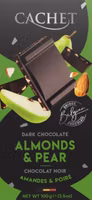 Cachet - Almonds & Pear Dark Chocolate/Chokladkaka Mandel & Päron, 100g
