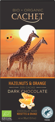 Cachet - Hazelnuts & Orange Dark Chocolate/Chokladkaka Hasselnöt & Apelsin, 90g