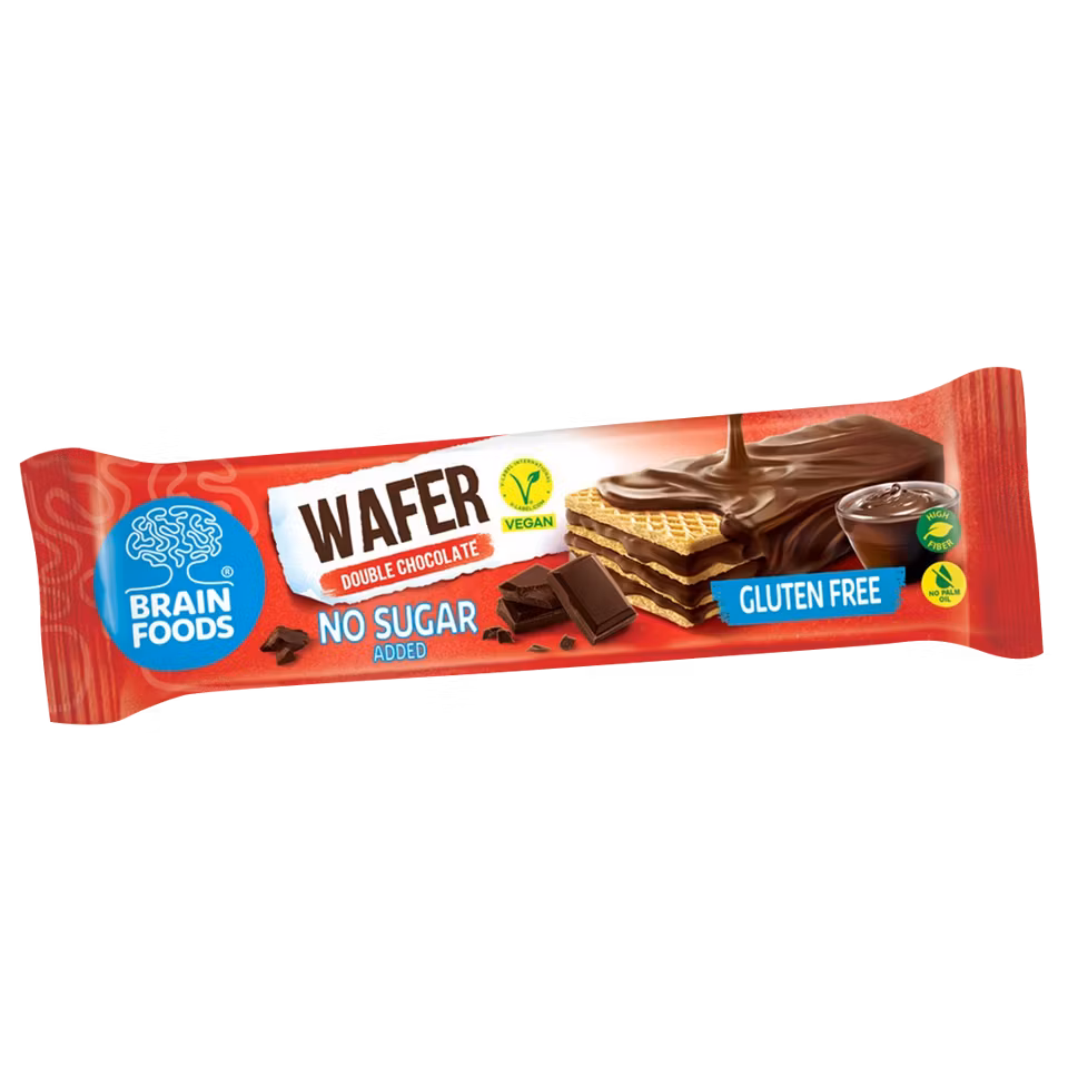 Brain Foods - Double Chocolate Wafer/Chokladwafer, 40g