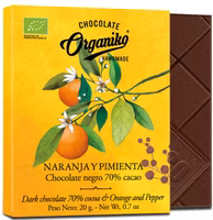Chocolate Orgániko - Chokladkaka med Apelsin och Peppar, 20g