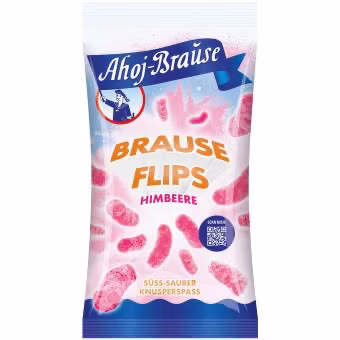Ahoj-Brause - Brause Flips Himbeere/Ris & Majspuffar Hallon, 60 g