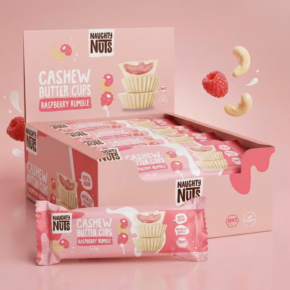 Naughty Nuts - Cashewbutter Cups Raspberry Rumble, EKO, 39g