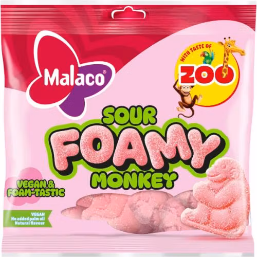 Malaco - Zoo Foamy Sour Monkey, 115g