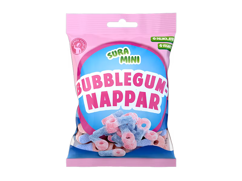 Candy People - Sura Mini Bubblegumnappar, 70g