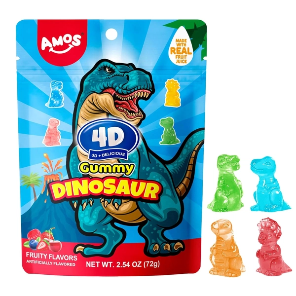 Amos - 4D Gummy Dinosaur, 65g