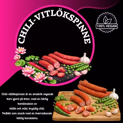 Roosens Delikatesser - Chili-vitlökspinne 3-pack (Vegansk ölkorv), 80g