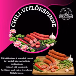 Roosens Delikatesser - Chili-vitlökspinne 3-pack (Vegansk ölkorv), 80g
