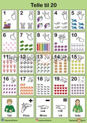 Telle til 20 med figurer (A3)