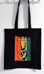 PEACE i rødt, oransje, gul og grønn