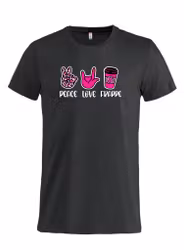 T-skjorte Peace Love Frappe - Rosa leopard
