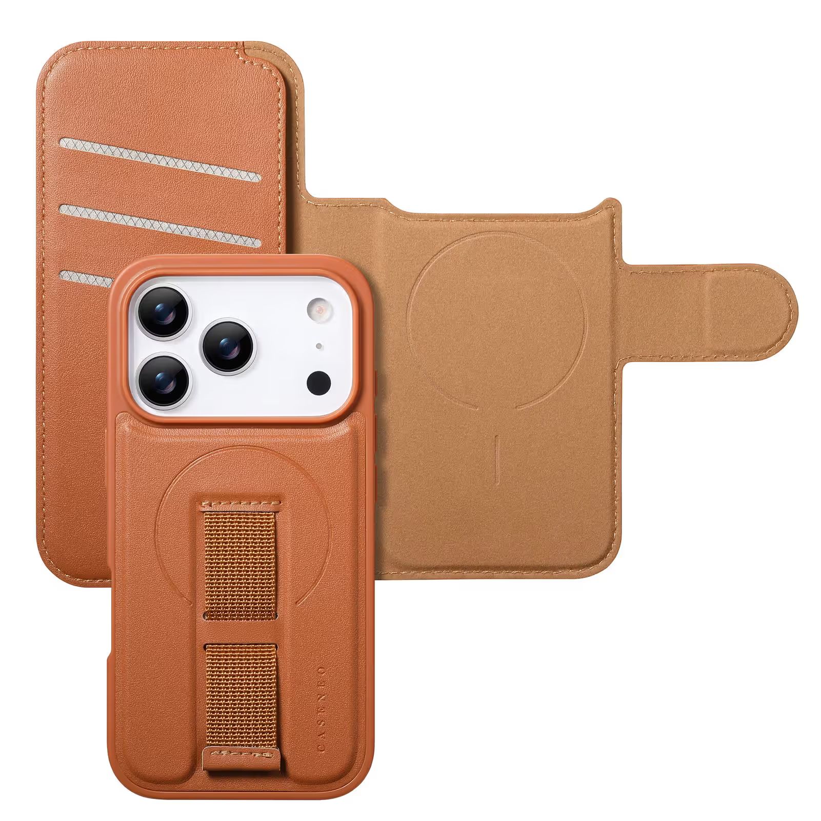 iPhone 18 Pro Plånbok med MagSafe-skal & fingerband Brun