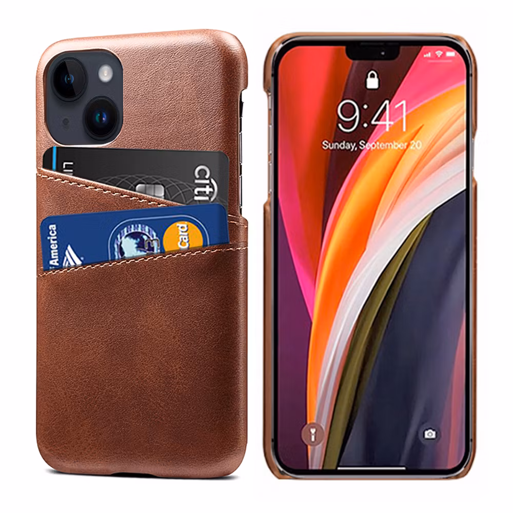 iPhone 14 Plus Skal med Kortfack Brun