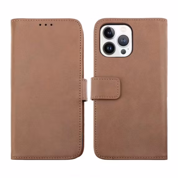 iPhone 14 Pro Max Plånboksfodral Läder Rvelon - Brun