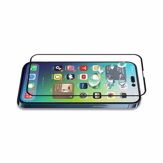 iPhone 15 Plus MC Heltäckande Skärmskydd härdat glas med förpackning