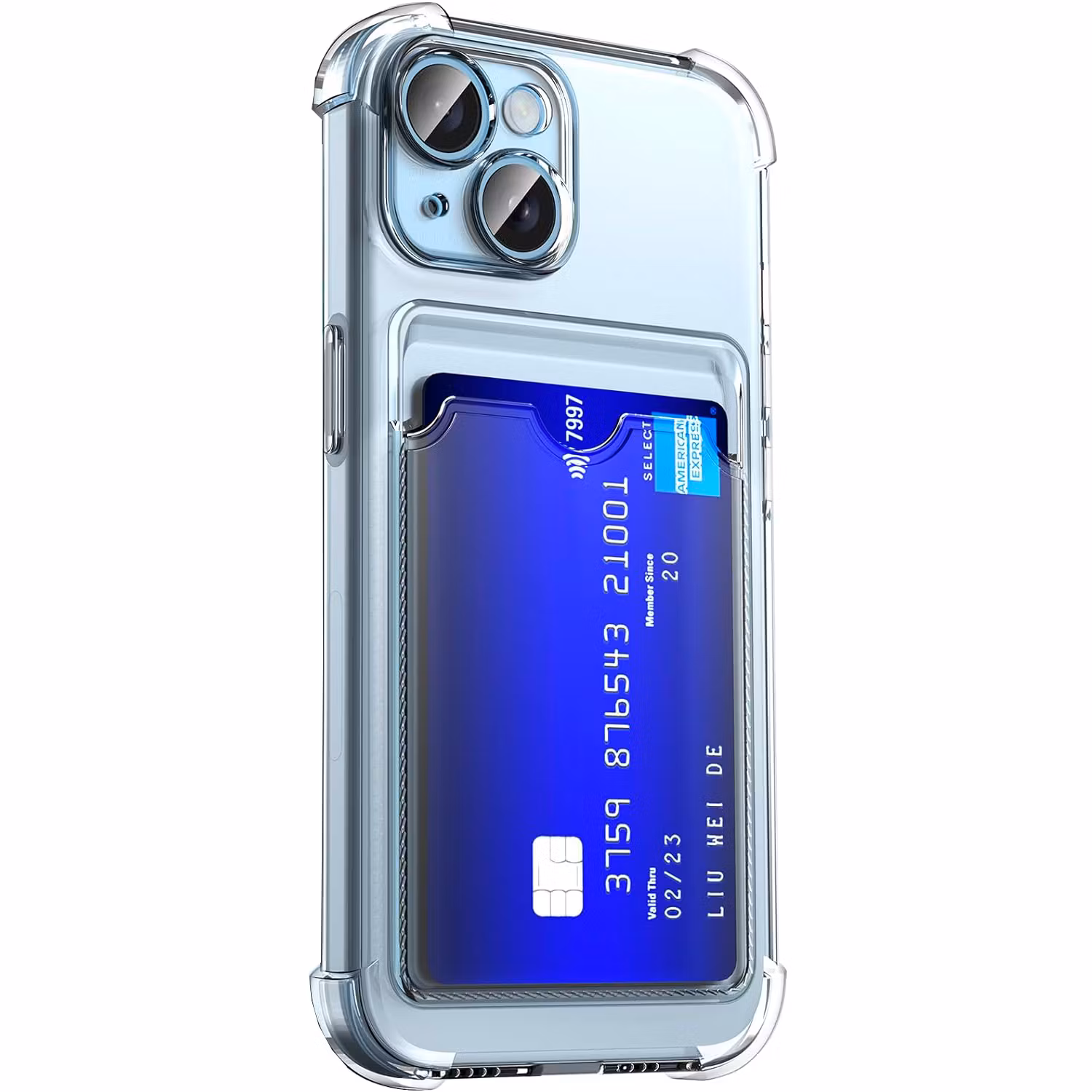 iPhone 13 Stöttåligt Skal med Kortfack - Transparent