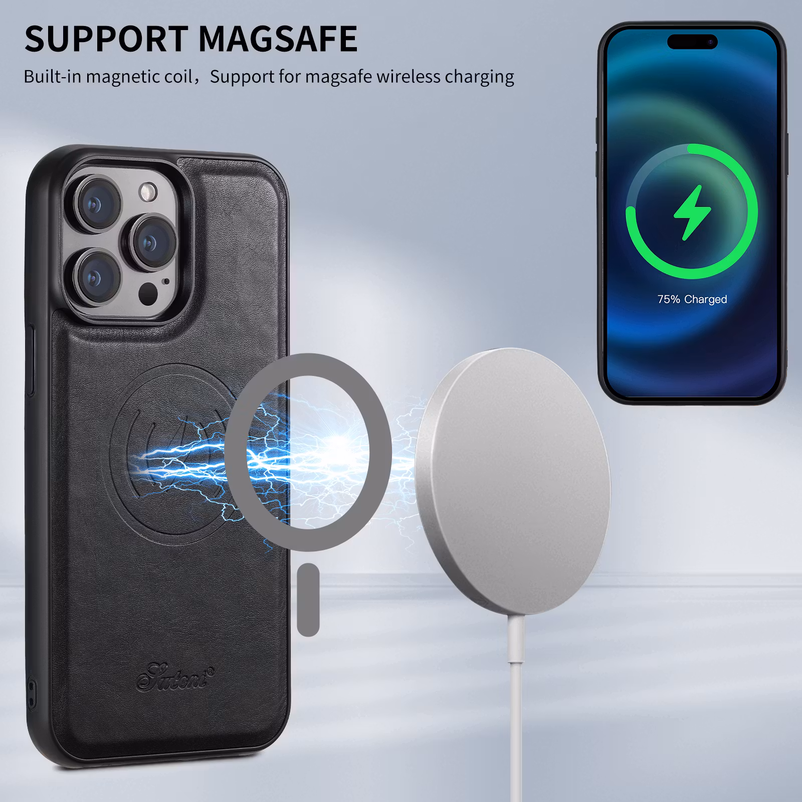 iPhone 15 2in1 Magsafe Skal med Korthållare-Svart