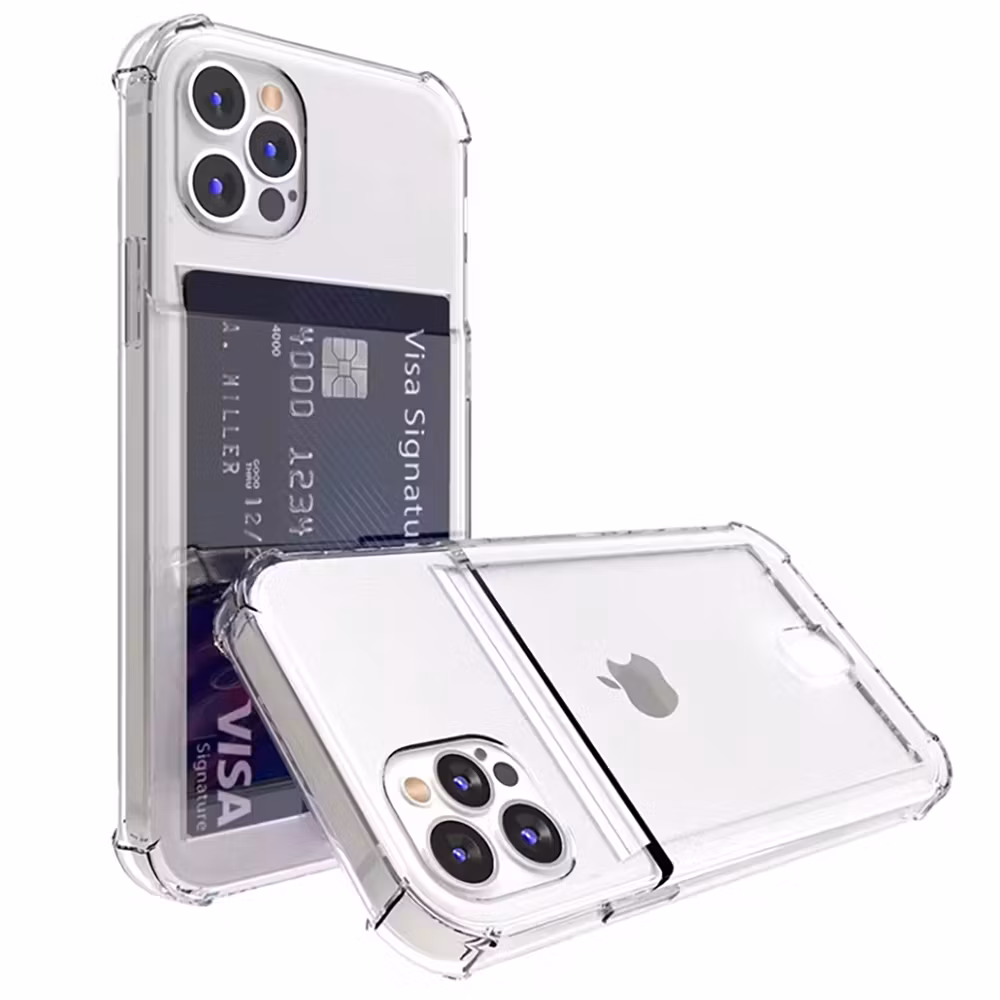 iPhone 16 Pro Stöttåligt Skal med Kortfack-Transparent