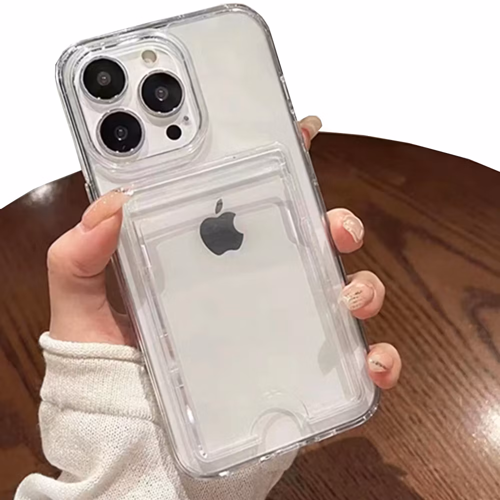 iPhone 16 Pro Stöttåligt Skal med Kortfack-Transparent