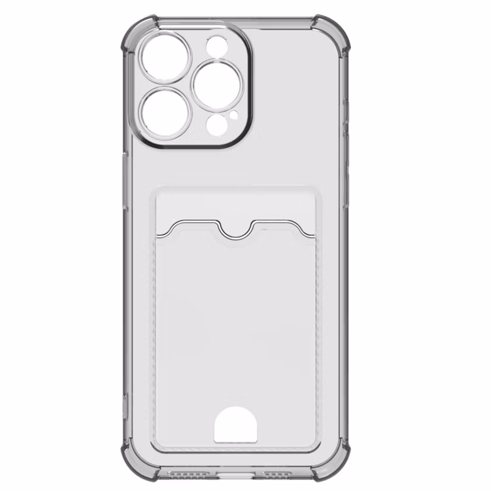 iPhone 16 Pro Max Stöttåligt Skal med Kortfack-Transparent grå