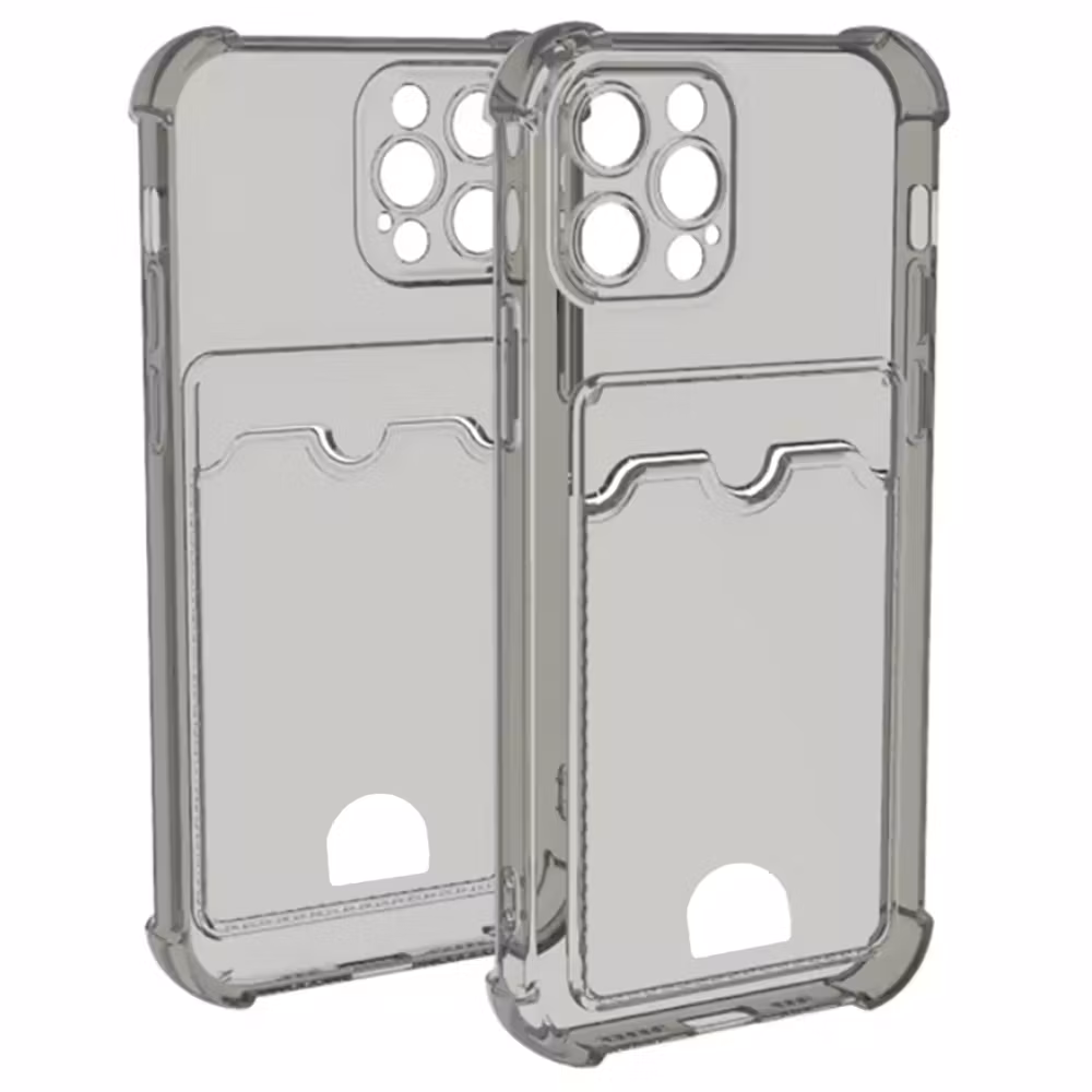 iPhone 16 Pro Max Stöttåligt Skal med Kortfack-Transparent grå